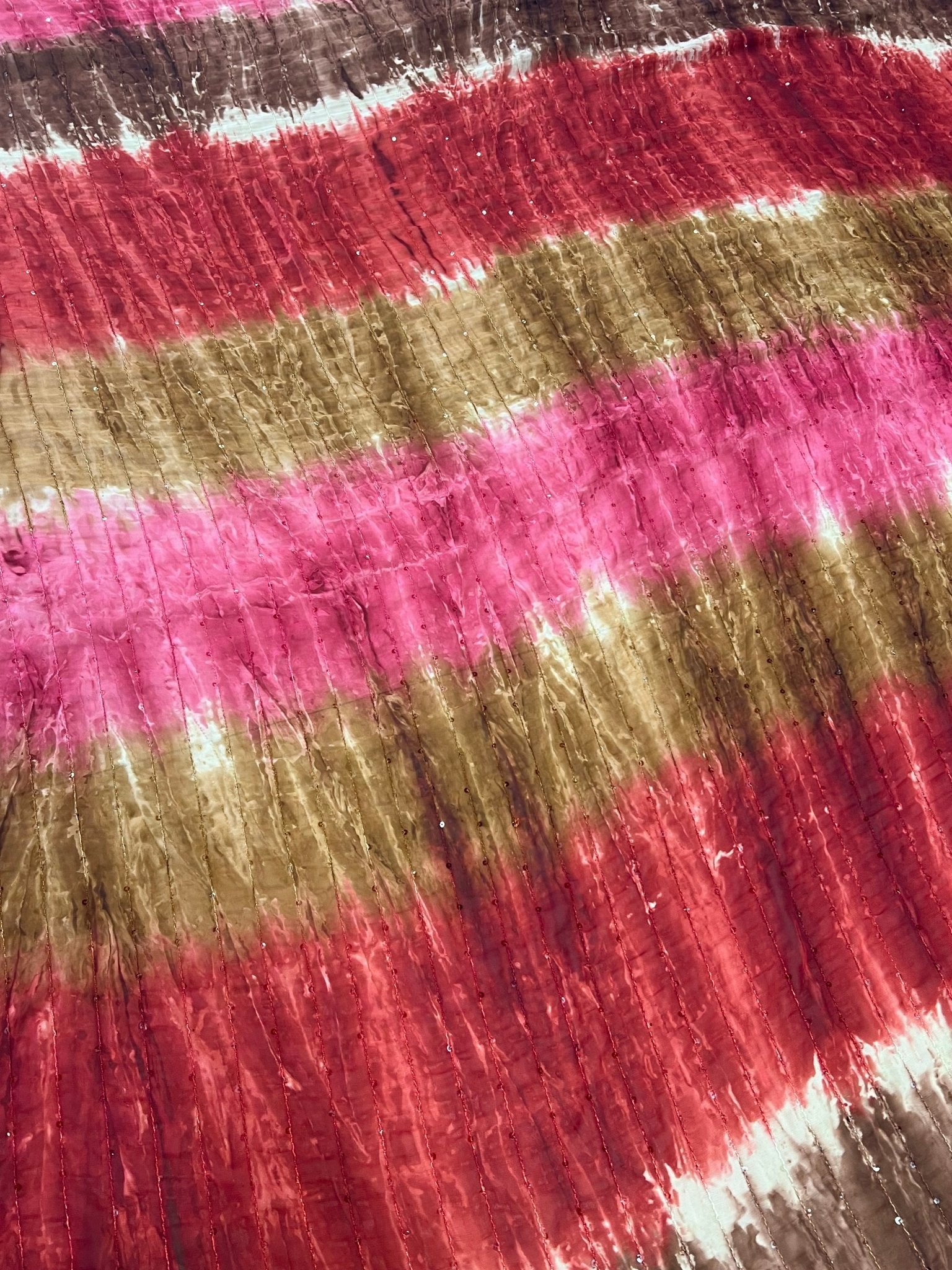 Red Brown Sequin Lightweight Non Stretch Woven Fabric - T9 Fabrics